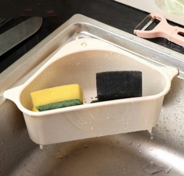 Vantuzlu Üçgen Sebze Meyve Lavabo Raf Evye Süzgeç Sünger Tutucu Düzenleyici Mutfak Organizer - 3