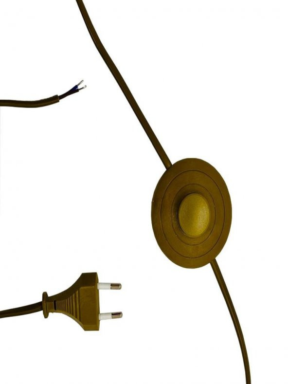 Şahnet Yuvarlak Arapuarlı Fişli Kablo Gold Yeşil 4Mt (Abajur Lambader Anahtarlı Enerji Kablosu)