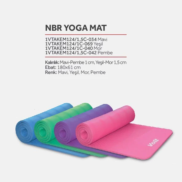Voit Nbr Yoga Mat 1,5 cm Pembe/ 1VTAKEM124/1,5C-042 - 3