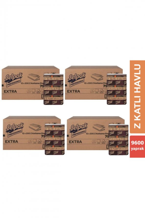 Extra Z Katlama Dispenser Havlu 200lü 48 Paket 21.5 X 24 Cm 4 Koli - 1