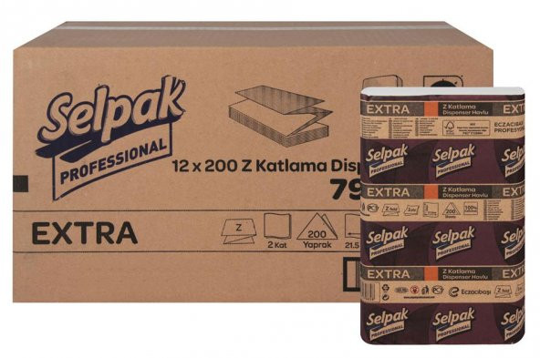 Selpak Professional Extra Z Katlı Dispenser 200'lü 12 Paket Kağıt Havlu - 1