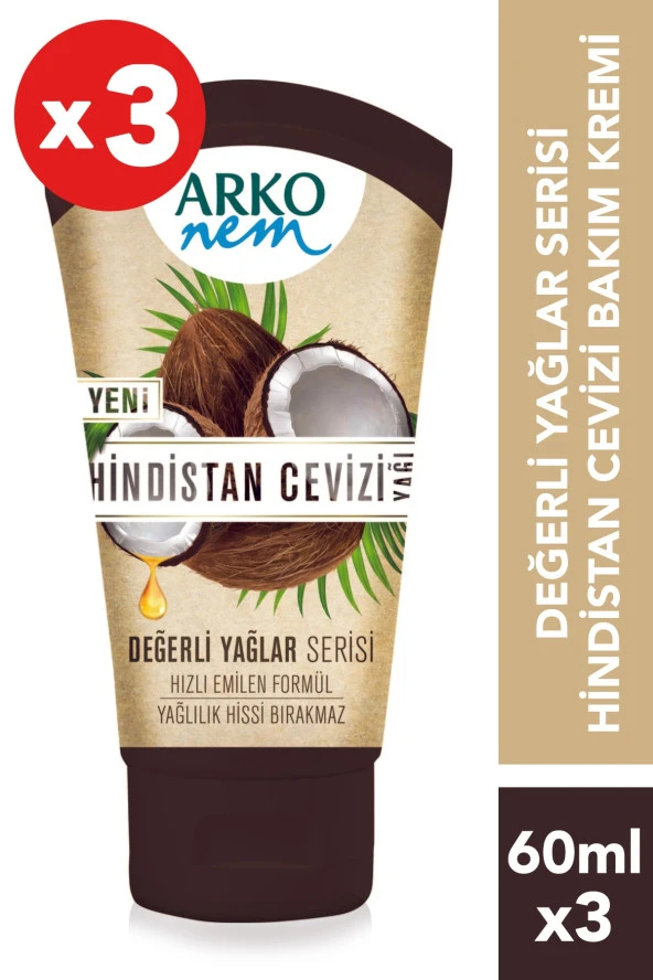 Arko Nem 3'Lü Değerli Yağlar Hindistan Cevizi Yağı 3X60 ml