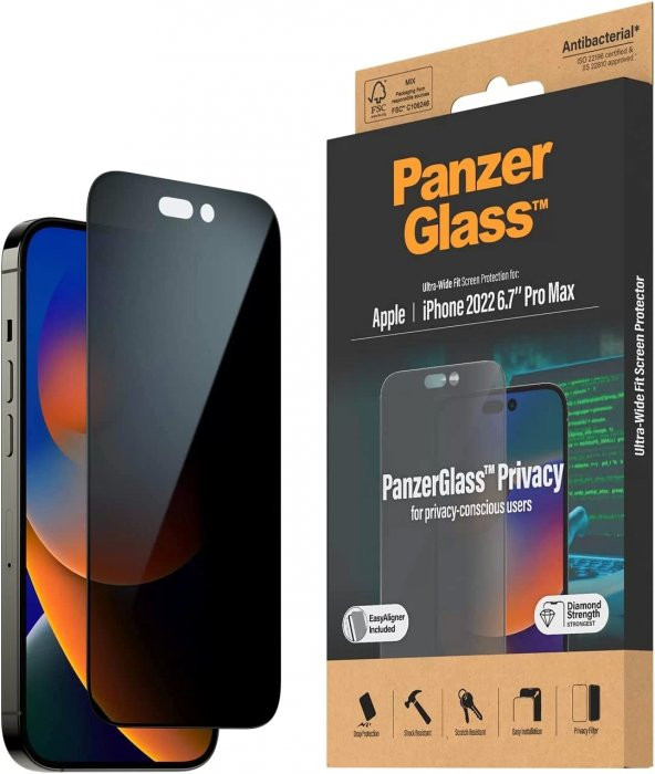 PanzerGlass™ iPhone 14 Pro Max için Gizlilik Ekran Koruyucusu -