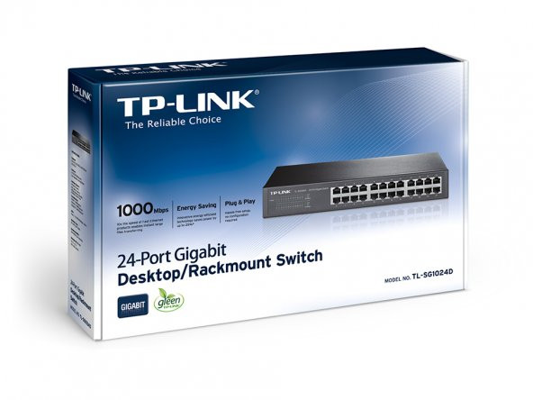 Tp-Link TL-SG1024D 24 Port 10-100-1000 Mbps Switch Çelik Kasa Rack Mount