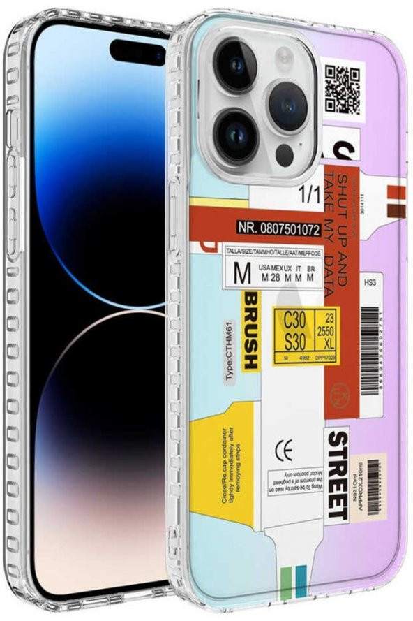 Apple iPhone 14 Pro Kılıf Airbag Kenarlı Renkli Desenli Elegans Silikon