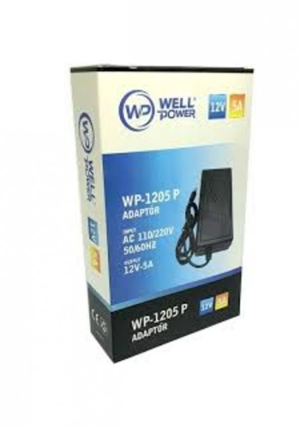 WELLPOWER WP-1205 P ADAPTÖR 12 VOLT 5 AMPER PLASTİK KASA ADAPTÖR 5.5X2.5MM JAK FİŞLİ ADAPTÖR - 2