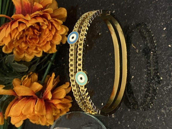 Aksesuar Çarşısı Çelik Nazar Boncuklu Şans Kelepçesi ürün görseli