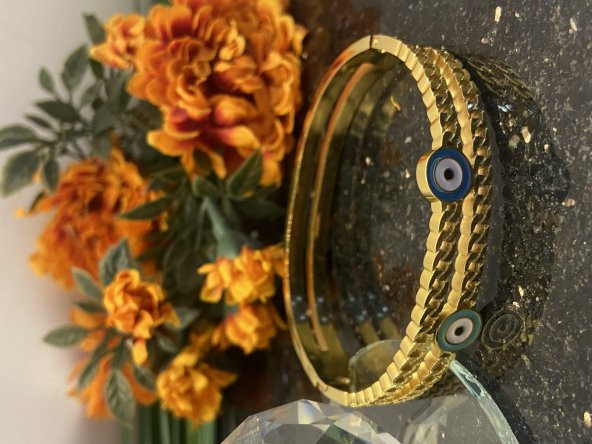 Aksesuar Çarşısı Çelik Nazar Boncuklu Şans Kelepçesi - Resim 3