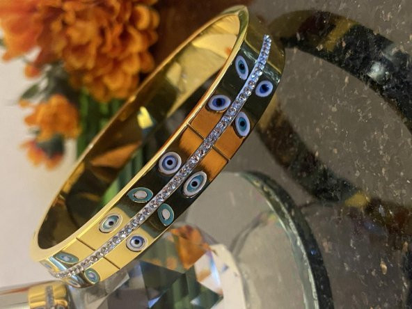 Aksesuar Çarşısı Çelik Zirkon Taşlı Mineli Fortuna Kelepçe - Resim 3