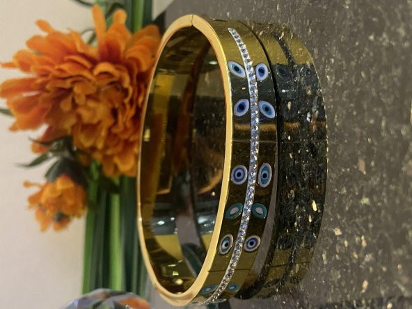 Aksesuar Çarşısı Çelik Zirkon Taşlı Mineli Fortuna Kelepçe - Resim 4