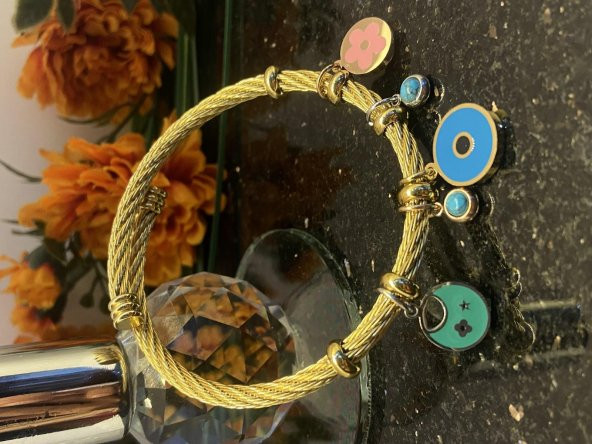 Aksesuar Çarşısı Çelik Pandora Model Hasır Çiçek Tasarımlı Bileklik - 1