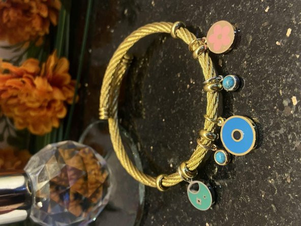 Aksesuar Çarşısı Çelik Pandora Model Hasır Çiçek Tasarımlı Bileklik - 3