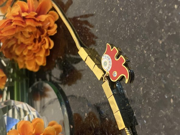 Aksesuar Çarşısı  Çelik Kırmızı Mineli Fil Tasarımlı Bileklik - Resim 4