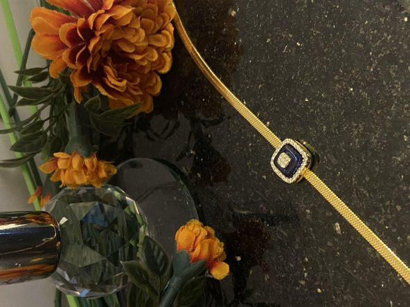 Aksesuar Çarşısı Çelik İtalyan Zincir Zirkon Taşlı Kare Nazar Boncuk Bileklik ürün görseli