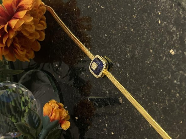 Aksesuar Çarşısı Çelik İtalyan Zincir Zirkon Taşlı Kare Nazar Boncuk Bileklik - Resim 2