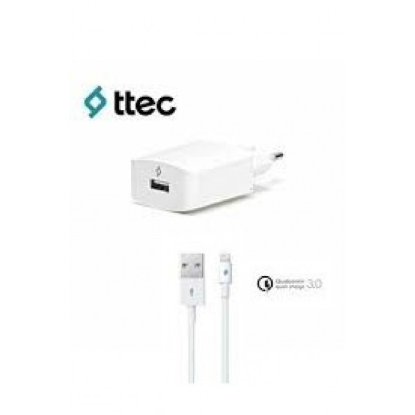 Ttec Speedcharger Qc 3.0 Seyahat Şarj Aleti  Lightning Usb Kablo Beyaz 2scqc01l