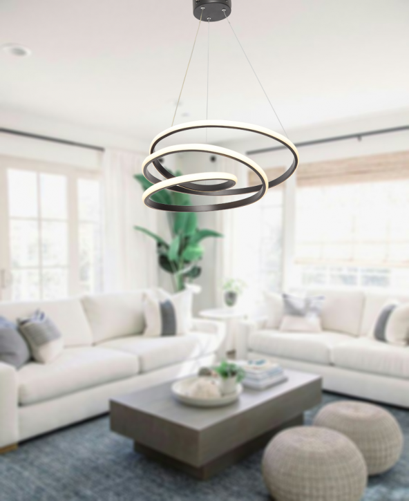 TT Aydınlatma TT301-SY  Yay Modeli Siyah Led Avize - 2