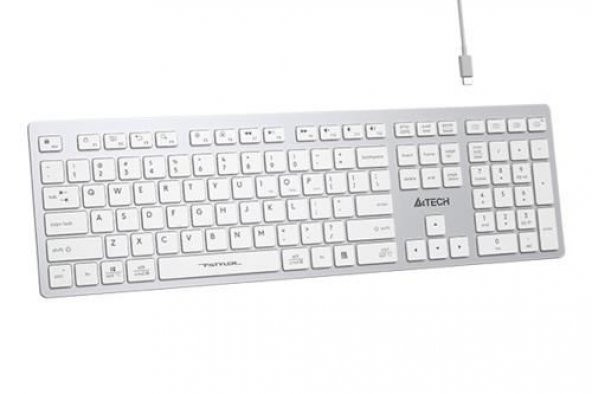 A4 Tech FBX50C Beyaz Bluetooth+2.4G FN-MM-Şarjlı Klavye  Kablosuz Klavye