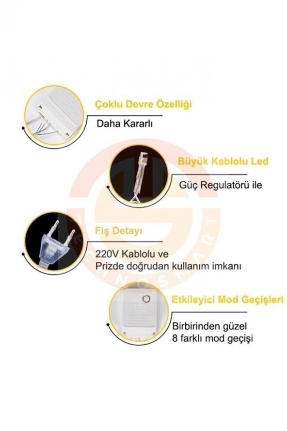 Dekoratif Saçaklı Top Perde LED Aydınlatma, Küre Toplu LED Işık, Fişli Animasyonlu Yılbaşı Işıkları - 4