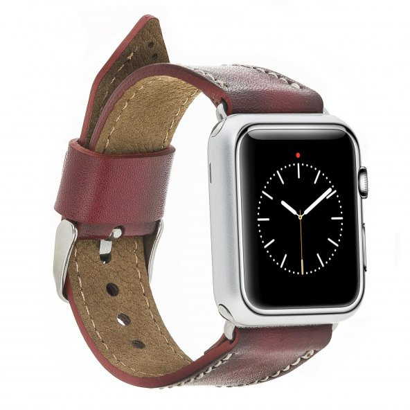 Bouletta Apple Watch Uyumlu Deri Kordon 42-44-45mm SM25 Bordo