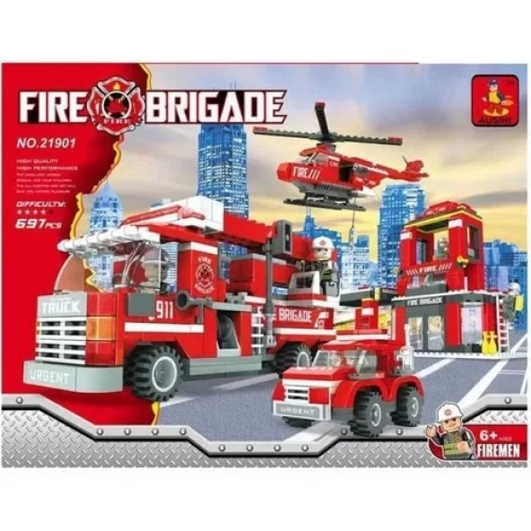 Asya Oyuncak Bricks Fire Brigade 697 Parça Itfaiye Seti -21901