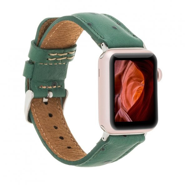 Bouletta Apple Watch Uyumlu Deri Kordon 42-44-45mm DE6 Yeşil