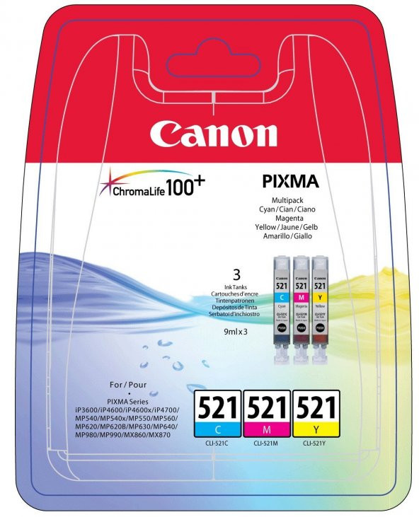 Canon Cli-521 C-M-Y Mürekkep Kartuş Multipack