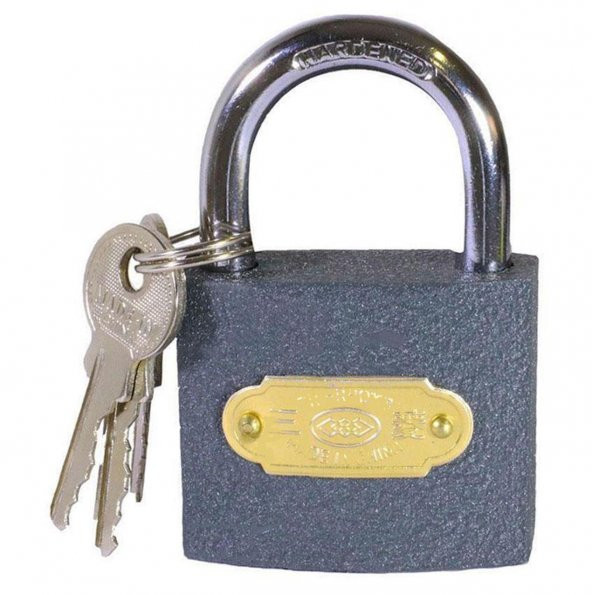 Asma Kilit Kısa Kancalı Gri 50 mm 3 Anahtarlı - 3