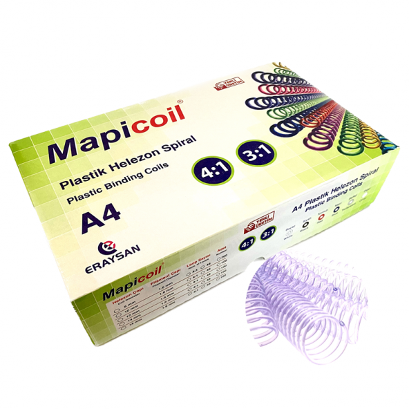 MAPİCOİL 4:1 PLASTİK HELEZON SPİRAL 14MM.ŞEFFAF 100 AD. 48 LOP