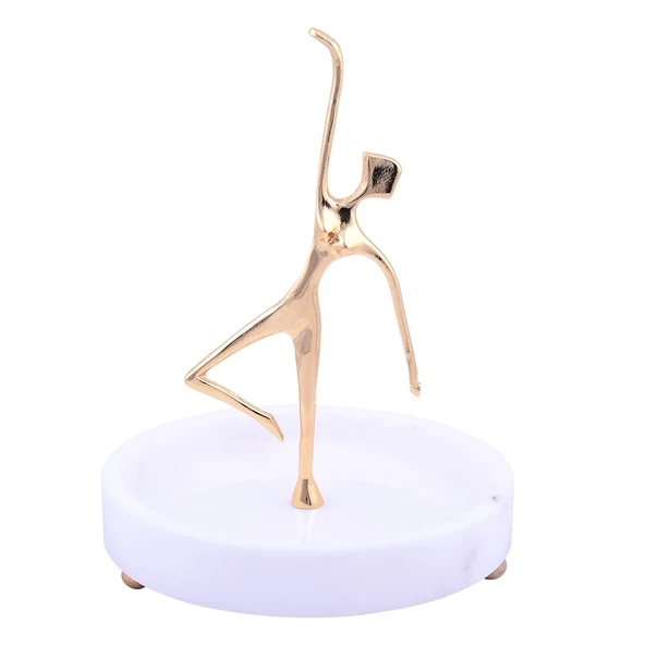 Evza Balerin Figürlü Beyaz Mermer Sunum Tabaği 19