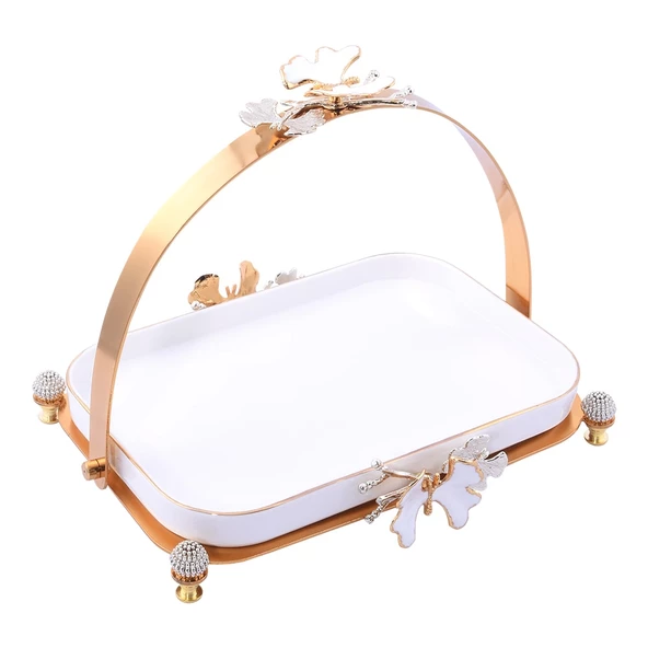 Beyaz Kelebek Üstten Kulplu Servis Küçük (Genişlik 18 Cm Uzunluk 23 Cm) - 2