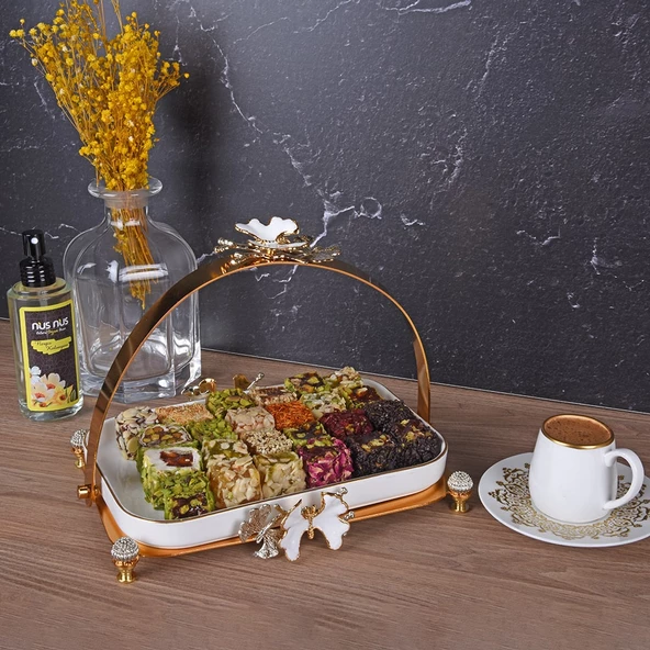 Beyaz Kelebek Üstten Kulplu Servis Küçük (Genişlik 18 Cm Uzunluk 23 Cm) - 3