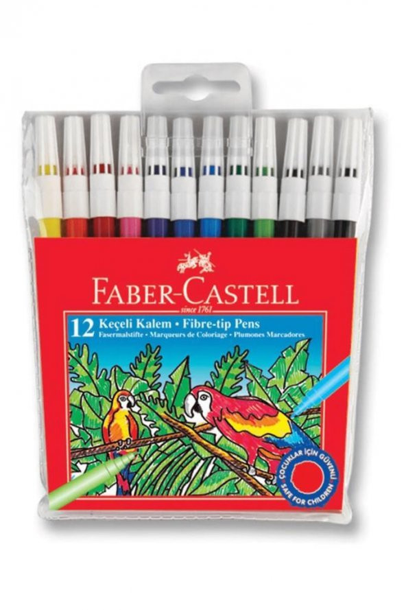Faber Castell Keçeli Boya Kalemi Yıkanabilir 12 Renk