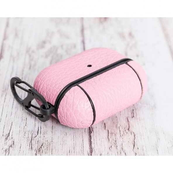 Apple AirPods Pro Uyumlu Deri Kılıf Juni NU2 Pembe - 3