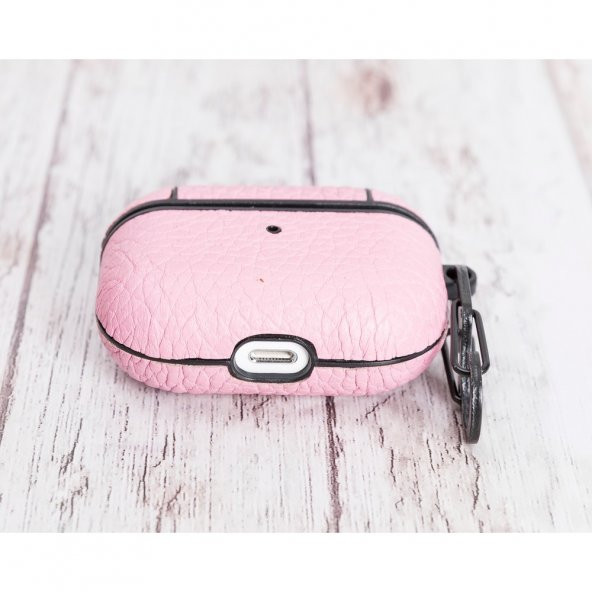 Apple AirPods Pro Uyumlu Deri Kılıf Juni NU2 Pembe - 5