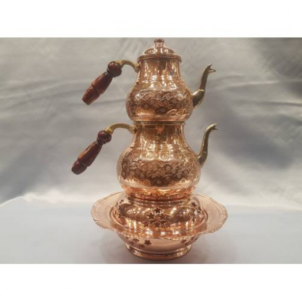 AĞIR EL İŞLEMESİ İSPİRTOLU HAKİKİ BAKIR ÇAYDANLIK-HIZLI KARGO