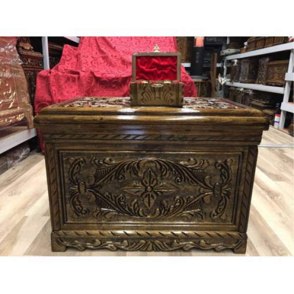 Ceviz Ağır El Oyması Bohça Sandığı+Hediyeli+Hızlı Kargo (496362421)