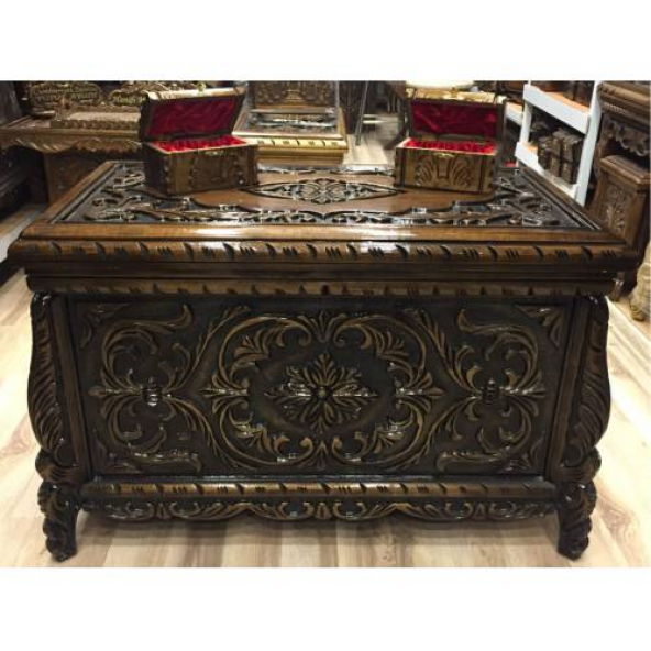 Çeyiz Sandığı Ceviz Ağır El Oyması +Hediyeli+Hızlı Kargo (491063101)