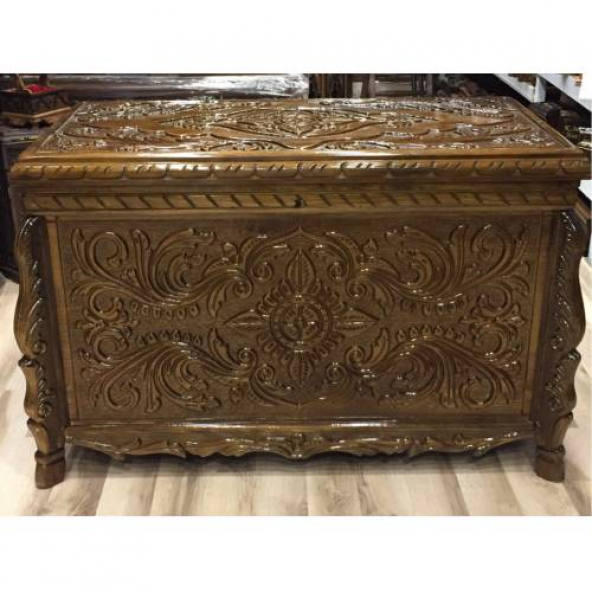 Çeyiz Sandığı Ceviz Ağır El Oyması +Hediyeli+Hızlı Kargo (490789213)