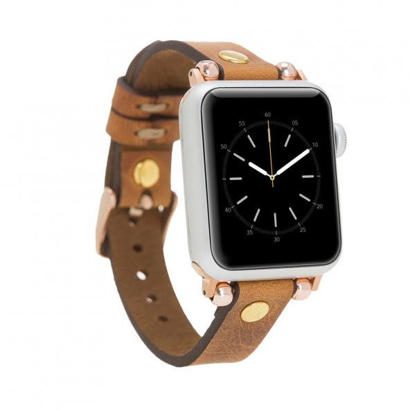 Bouletta Apple Watch Uyumlu Deri Kordon 38-40-41mm GT G19 Taba