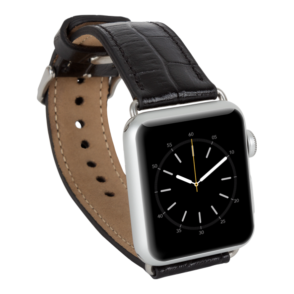 Bouletta Apple Watch Uyumlu Deri Kordon 42-44-45mm Kroko Siyah