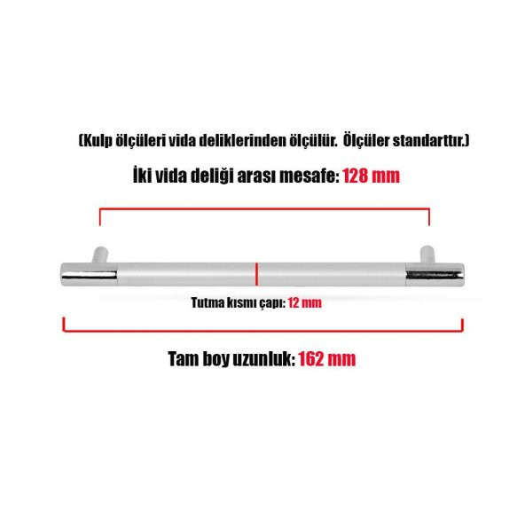 Çekmece Dolap Kapak Kulpu Kulbu 128 mm Mat Krom Kulp - Resim 3