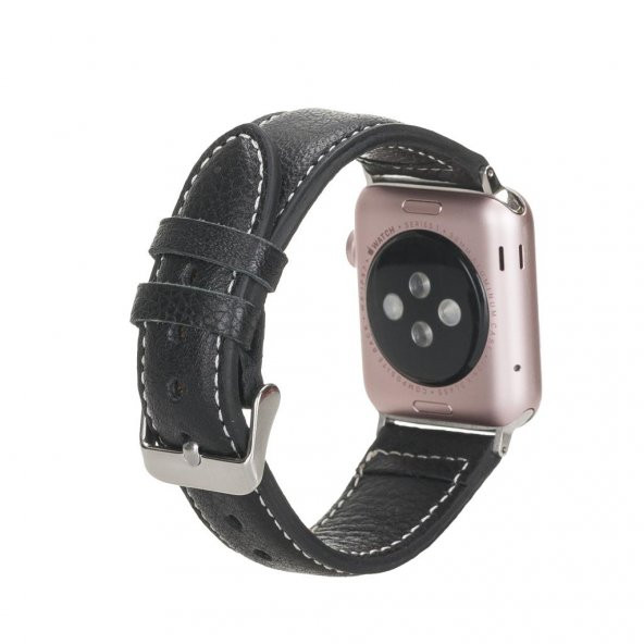 Bouletta Apple Watch Uyumlu Deri Kordon 42-44-45mm NM1-AS1 Siyah