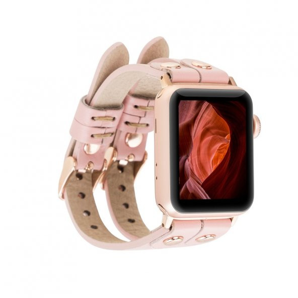 Bouletta Apple Watch Uyumlu Deri Kordon Ely Double Tour NU2 Pembe
