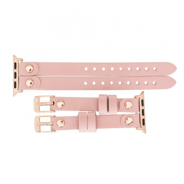 Bouletta Apple Watch Uyumlu Deri Kordon Ely Double Tour NU2 Pembe - 3