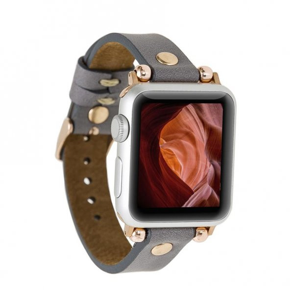 Bouletta Apple Watch Uyumlu Deri Kordon 38-40-41mm GT RST9 Gri