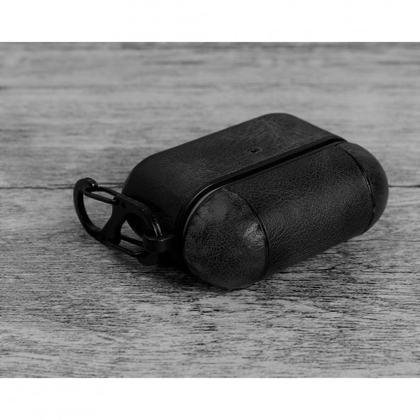Apple AirPods Pro Uyumlu Deri Kılıf Juni RST1 Siyah - 3