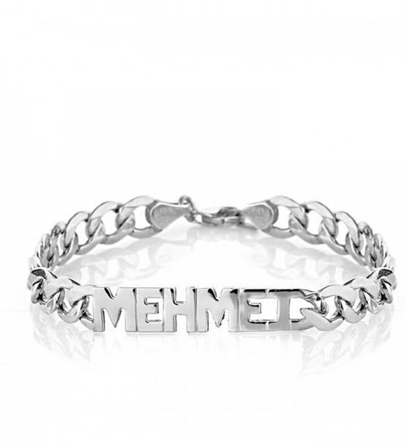 Unisex Kişiye Özel İsim Gümüş Bileklik