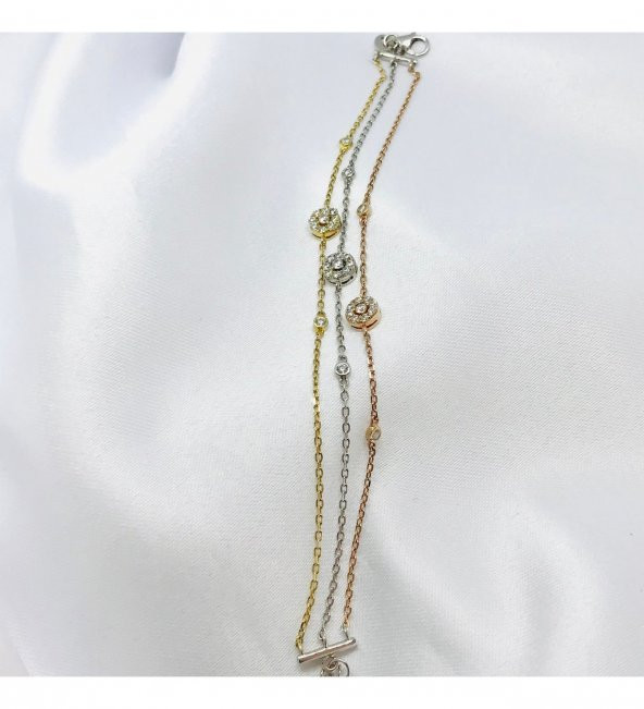 Üç Renk Gümüş Bileklik Özel Gün Hediyesi