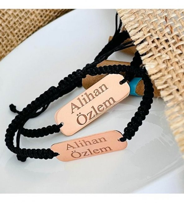 Örme Model Gümüş Plaka İsim Bileklik